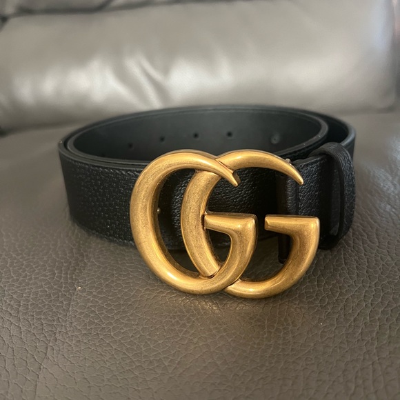 Sold- Authentic Gucci Marmont Large Black Leather GG Belt - Picture 6 of 9